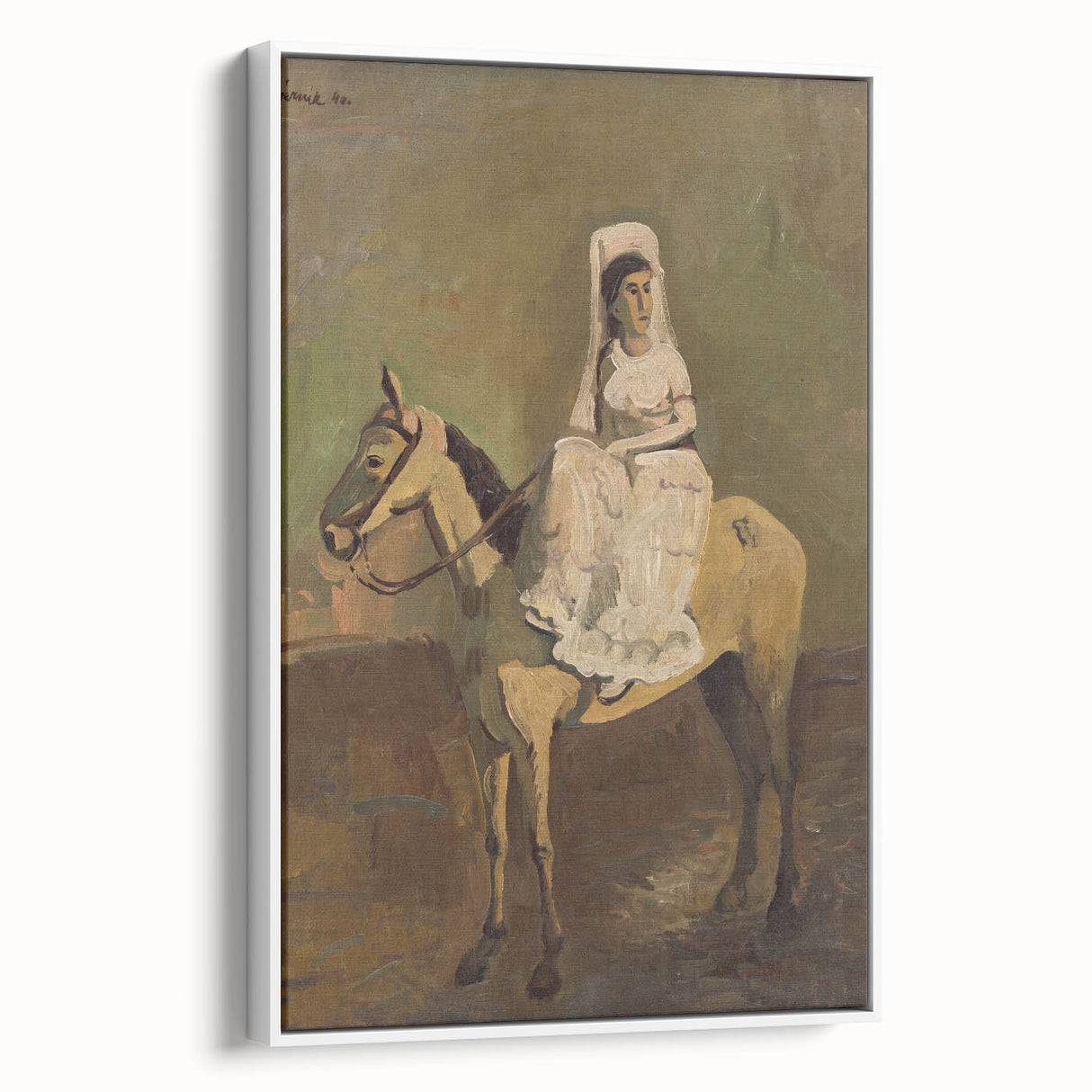 Vintage Equestrian Wall Art - Woman on Horseback in Earthy Tones