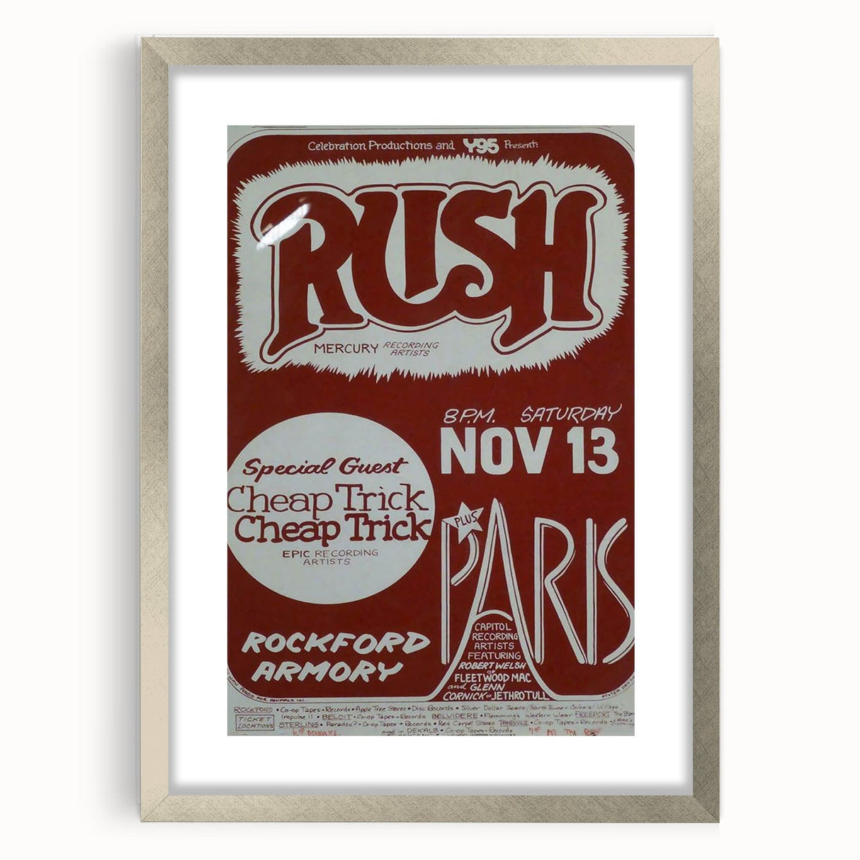 Rush 1970s Concert Poster - Special Guest Cheap Trick