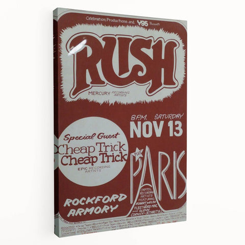 Rush 1970s Concert Poster - Special Guest Cheap Trick