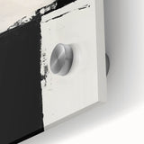 Abstract minimalist wall art design featuring soothing blue and white colors, elegantly displayed in a close-up shot, highlighting the smooth acrylic glass texture for modern decor.