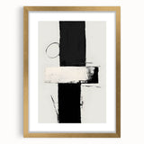 Abstract minimalist wall art framed in gold with a mat, showcasing a modern design that adds elegance to any interior space. Ideal for contemporary decor.