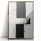 Framed abstract minimalist wall art featuring gold accents on an acrylic surface, displayed against a neutral background, ideal for modern decor and interior design.
