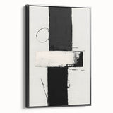 Framed minimalist black abstract wall art displayed from the side, showcasing its sleek design and elegant finish, perfect for modern home decor.