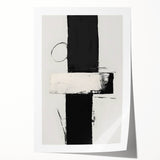 Abstract minimalist wall art rolled print showcasing soft pastel colors and geometric shapes, elegantly packaged in a protective cardboard tube for display versatility.