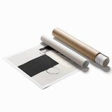 Abstract minimalist wall art print featuring soft pastel colors and geometric shapes, rolled and ready for display, showcasing modern artistic expression and elegance.