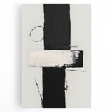 Abstract minimalist wall art on stretched canvas showcasing soft, muted colors and geometric shapes, perfect for modern home decor or office spaces.