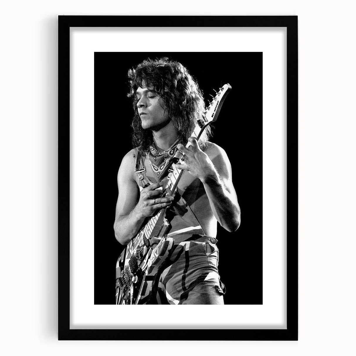 Eddie Van Halen Guitar Legend Poster - Vintage Black & White Art