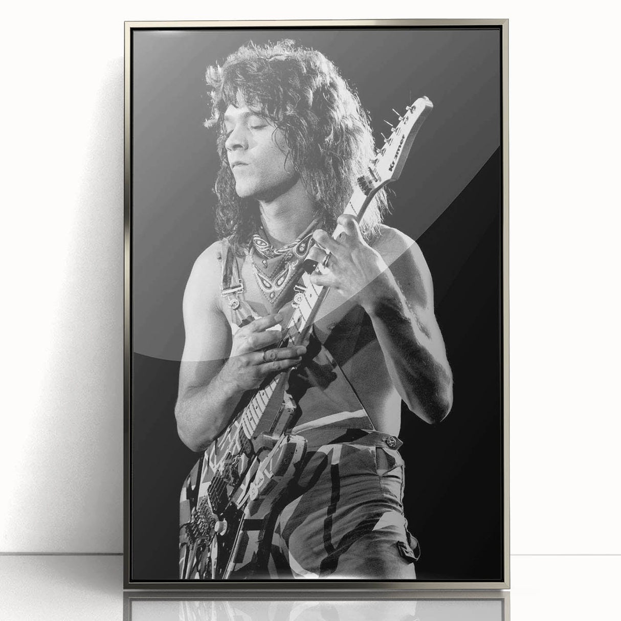 Eddie Van Halen Guitar Legend Poster - Vintage Black & White Art