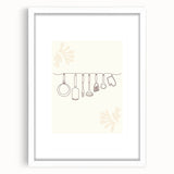 Abstract art print featuring swirling blue and white patterns on a framed canvas, suitable for bedroom or dining room decor.