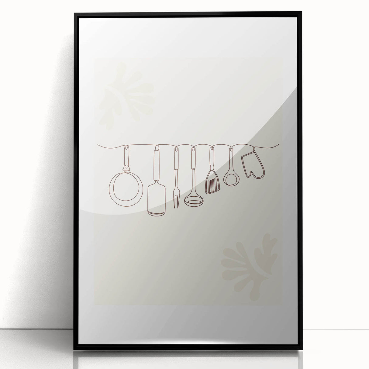 Large abstract wall art on acrylic, featuring swirling black and white patterns, in a mid-century modernist style.
