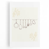 Large black and white abstract design on stretched canvas, ideal for kitchen wall art.