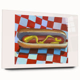 Large abstract wall art on acrylic glass, featuring swirls of blue and white, suitable for bedroom or dining room decor.