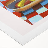 Art deco poster featuring geometric patterns and metallic gold, silver hues on a rolled canvas, ideal for dining room decor.