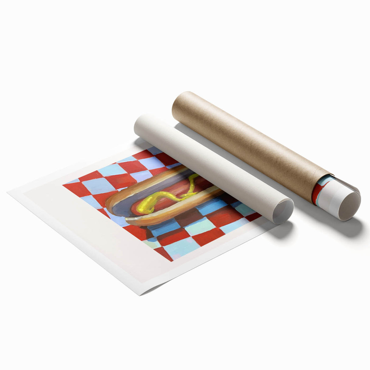 Extra large rolled print featuring oversized floral patterns in pastel colors, suitable for bathroom or living room decor.