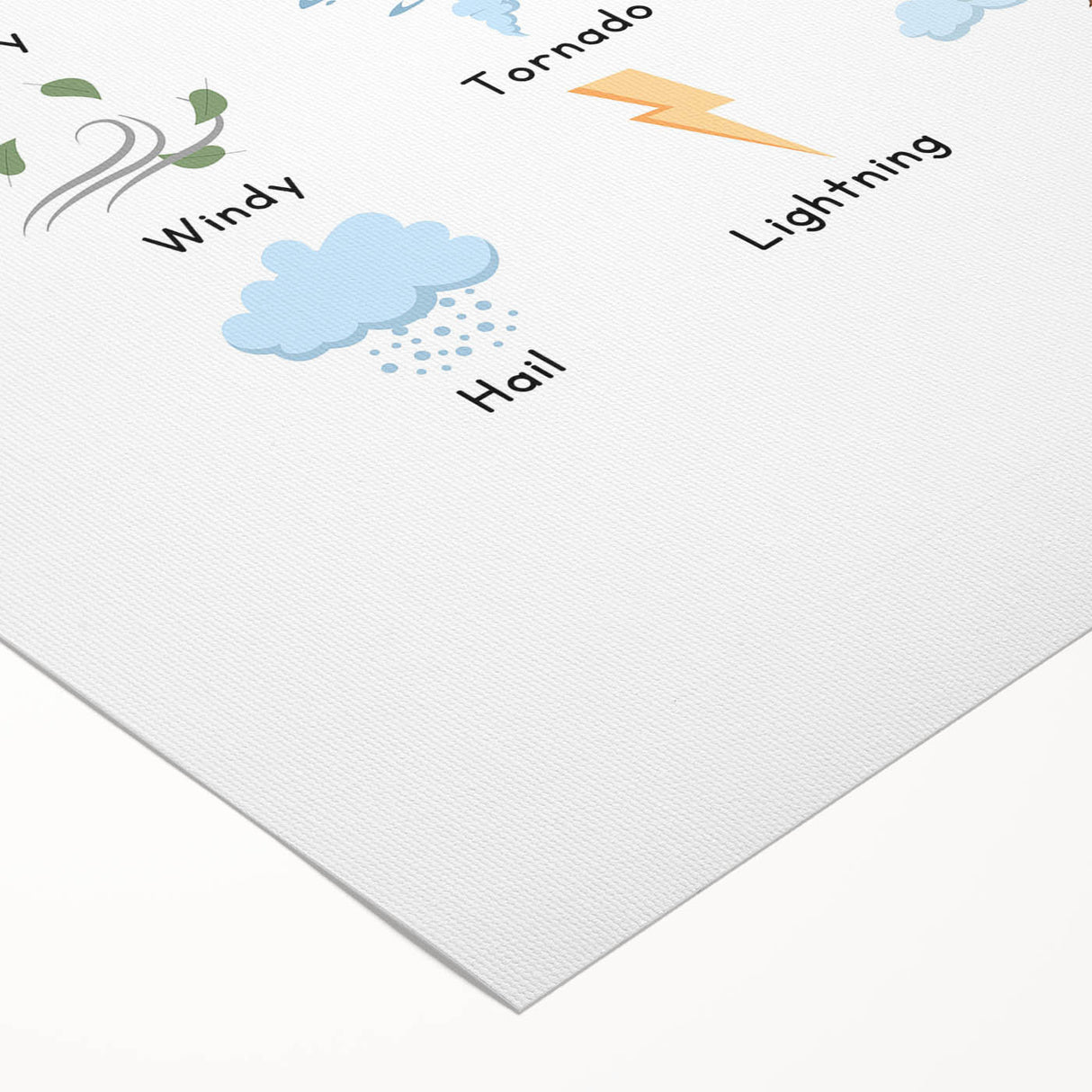 Weather Typography Art Print – Sunny, Cloudy, and Rainbow Wall Art