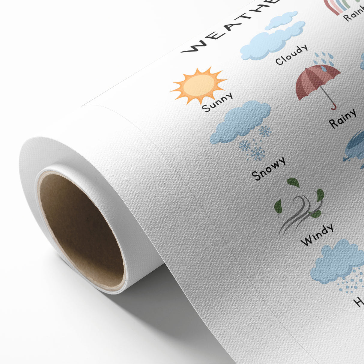 Weather Typography Art Print – Sunny, Cloudy, and Rainbow Wall Art