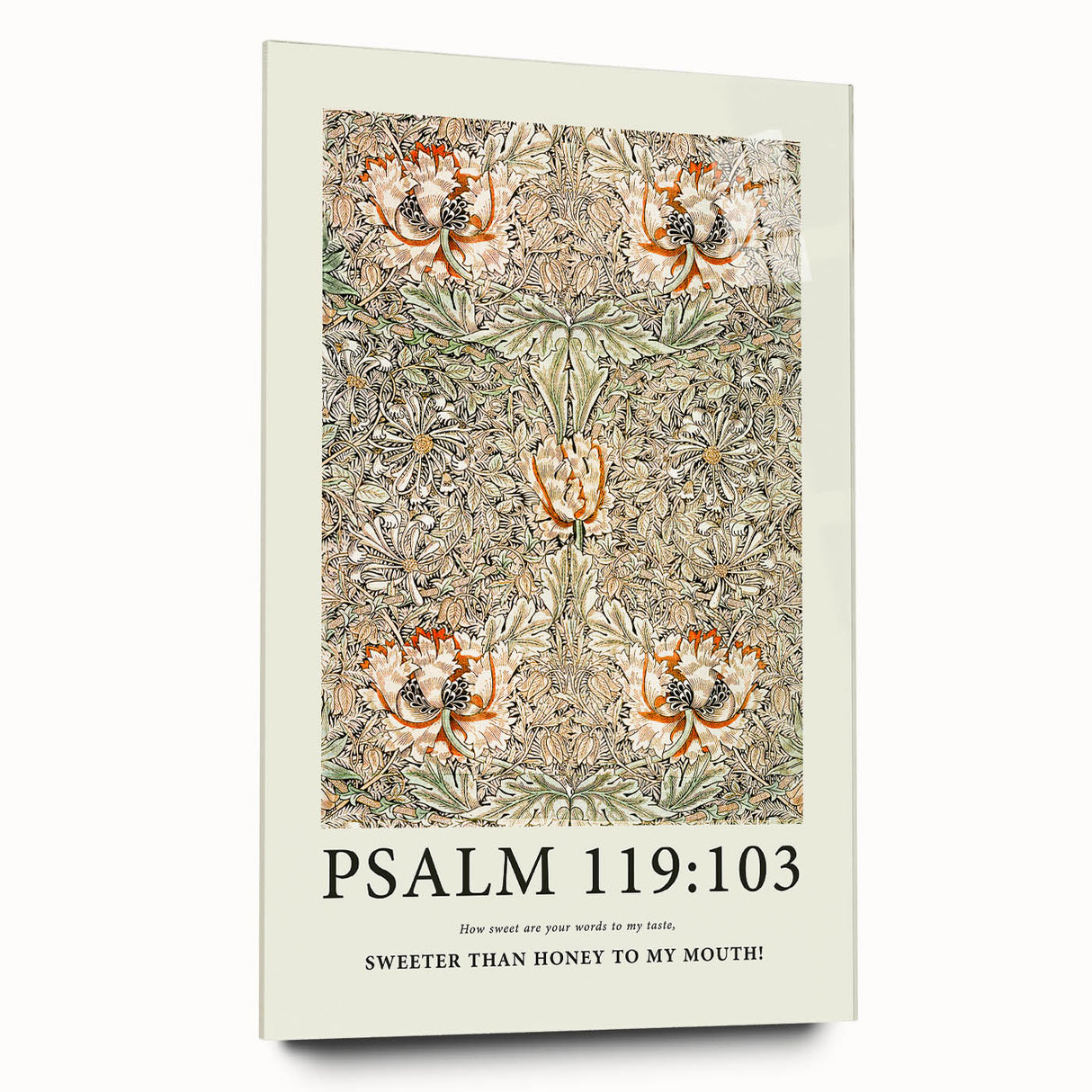 Biblical Typography Wall Art - Psalm 119:103 Floral Canvas Print