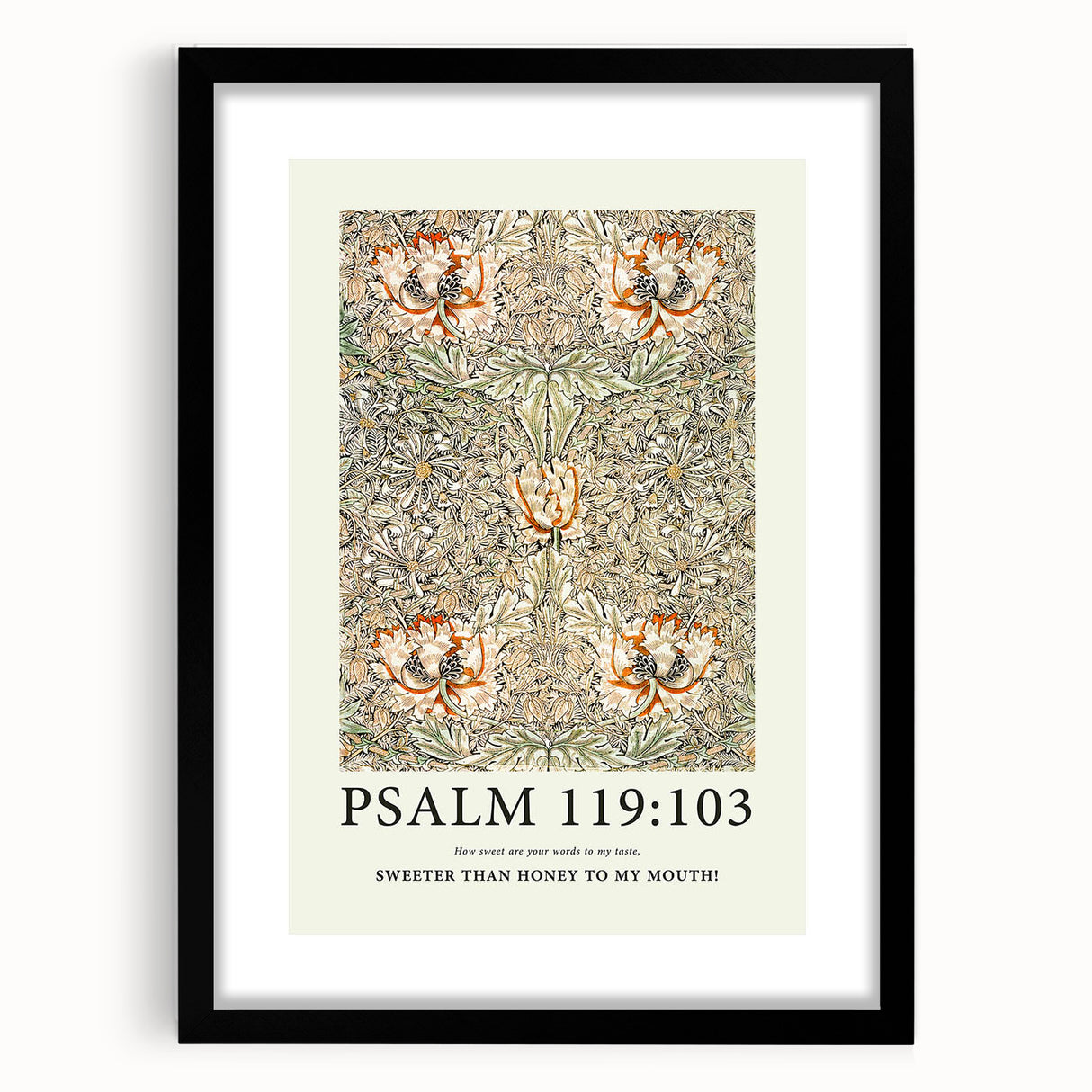 Biblical Typography Wall Art - Psalm 119:103 Floral Canvas Print