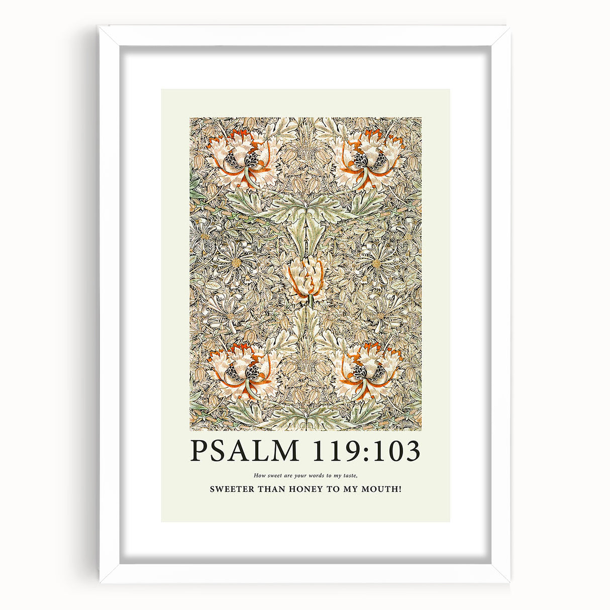 Biblical Typography Wall Art - Psalm 119:103 Floral Canvas Print