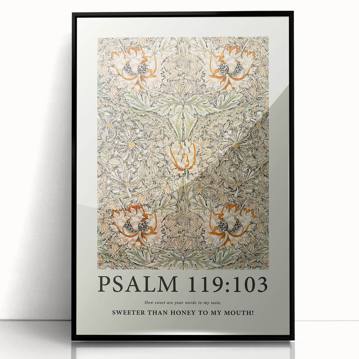 Biblical Typography Wall Art - Psalm 119:103 Floral Canvas Print