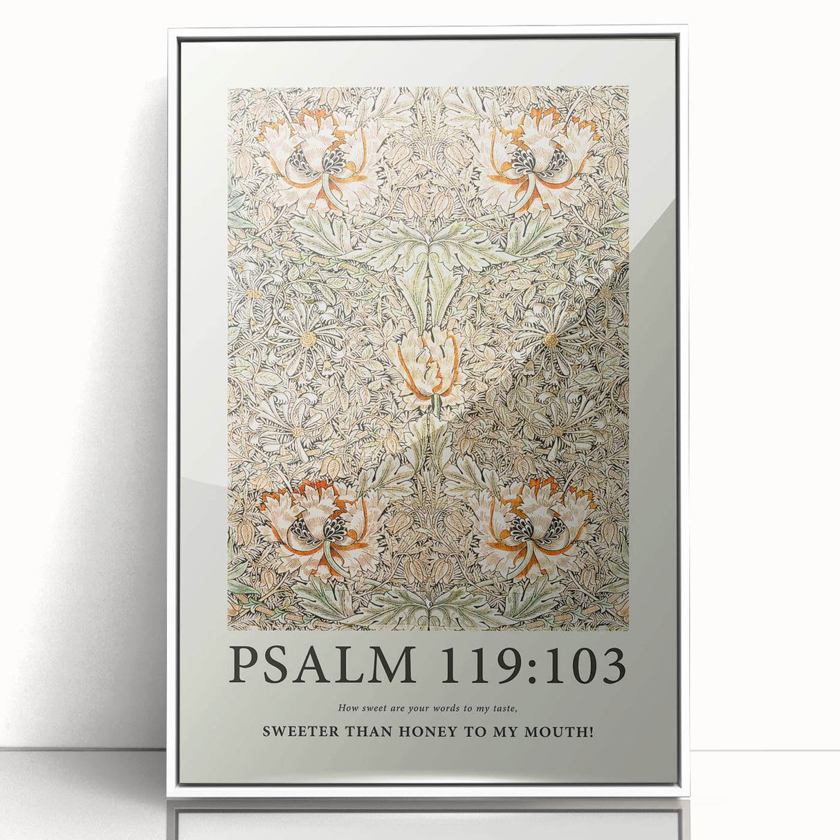 Biblical Typography Wall Art - Psalm 119:103 Floral Canvas Print
