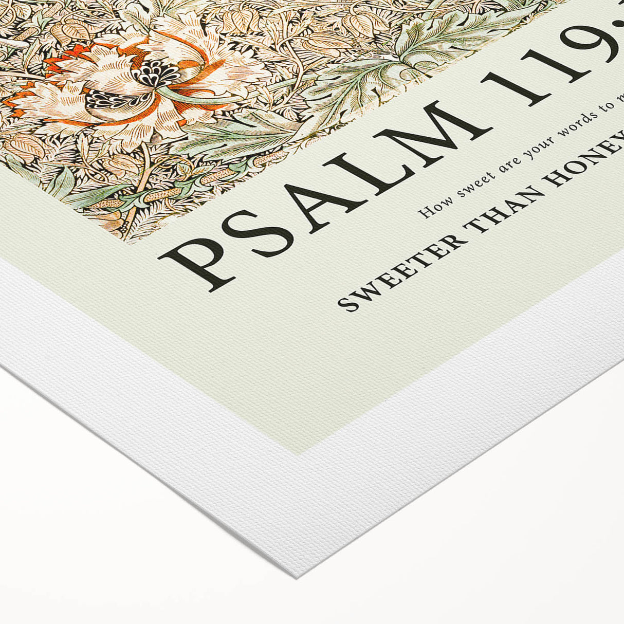Biblical Typography Wall Art - Psalm 119:103 Floral Canvas Print