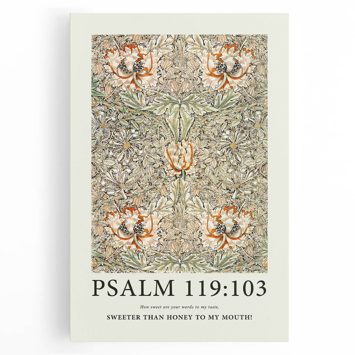 Biblical Typography Wall Art - Psalm 119:103 Floral Canvas Print