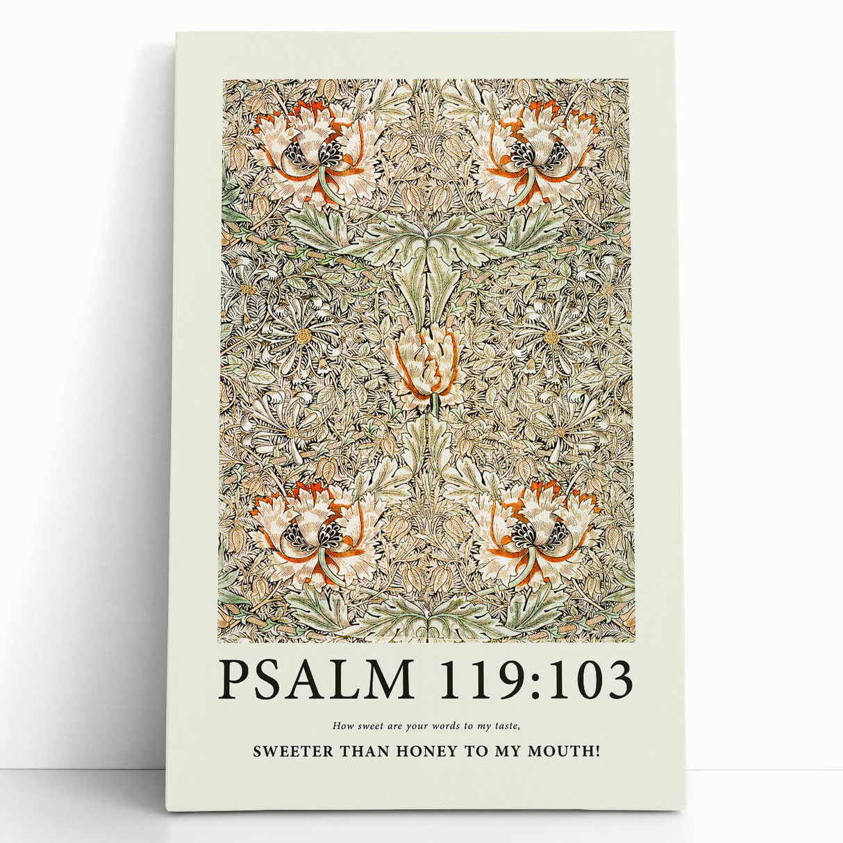 Biblical Typography Wall Art - Psalm 119:103 Floral Canvas Print