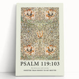 Biblical Typography Wall Art - Psalm 119:103 Floral Canvas Print