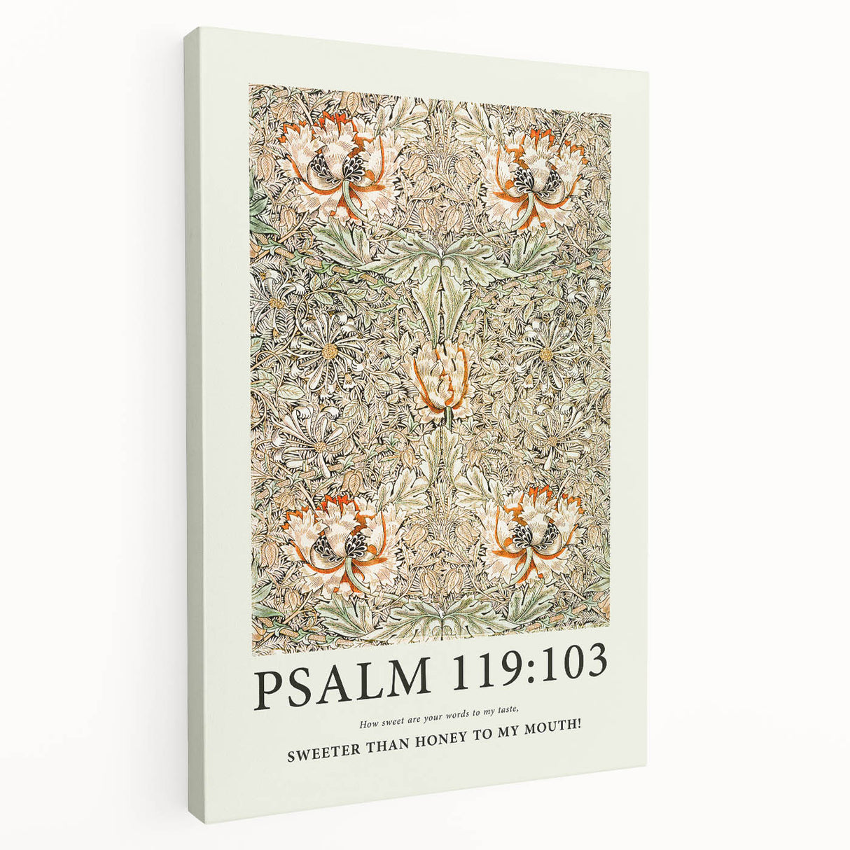 Biblical Typography Wall Art - Psalm 119:103 Floral Canvas Print