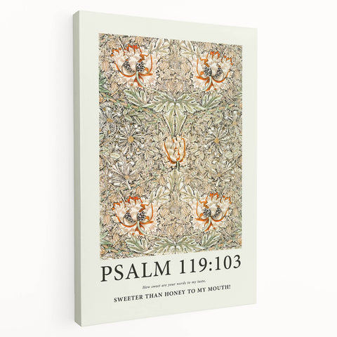 Biblical Typography Wall Art - Psalm 119:103 Floral Canvas Print