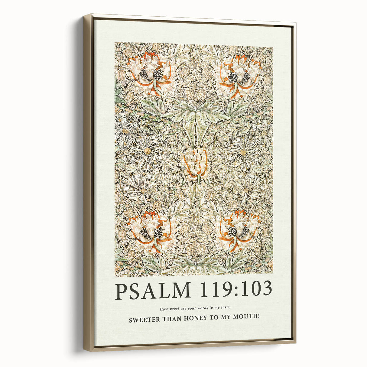 Biblical Typography Wall Art - Psalm 119:103 Floral Canvas Print