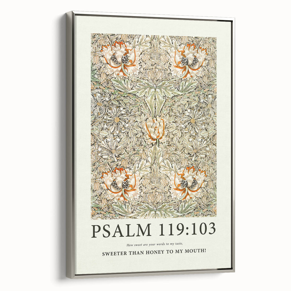 Biblical Typography Wall Art - Psalm 119:103 Floral Canvas Print