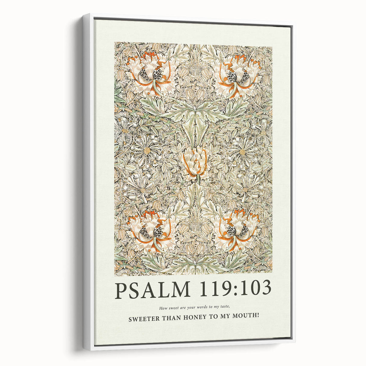 Biblical Typography Wall Art - Psalm 119:103 Floral Canvas Print