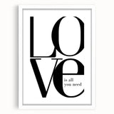 Modern Typography Wall Art - "LOVE" Inspirational Canvas Print