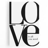 Modern Typography Wall Art - "LOVE" Inspirational Canvas Print