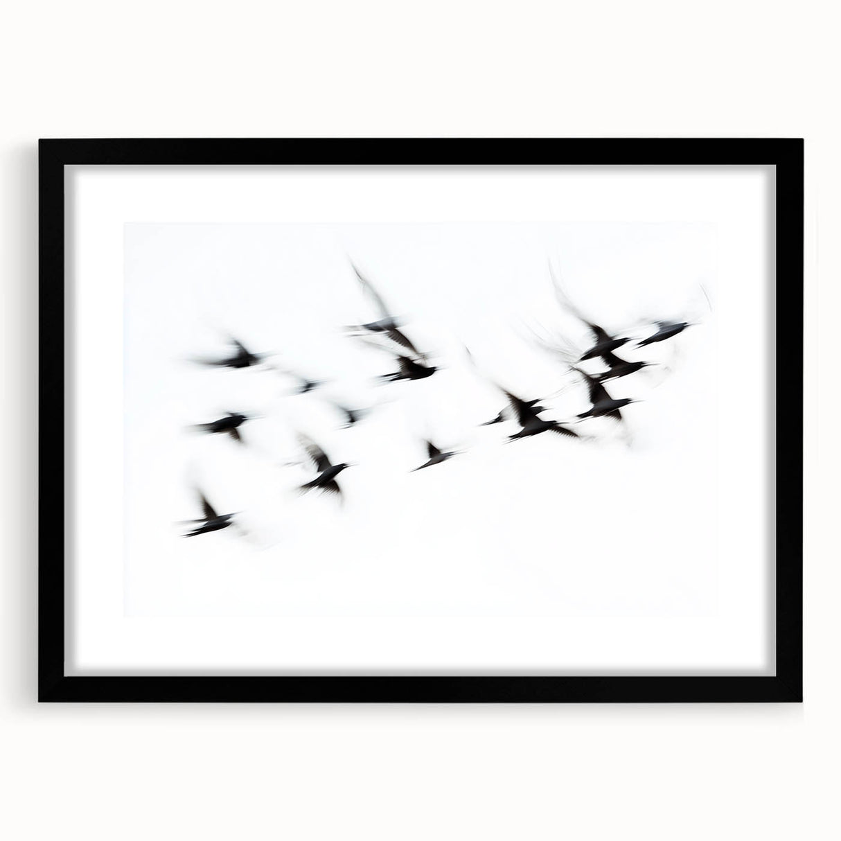 Flight in Motion – Dynamic Black and White Abstract Bird Wall Art