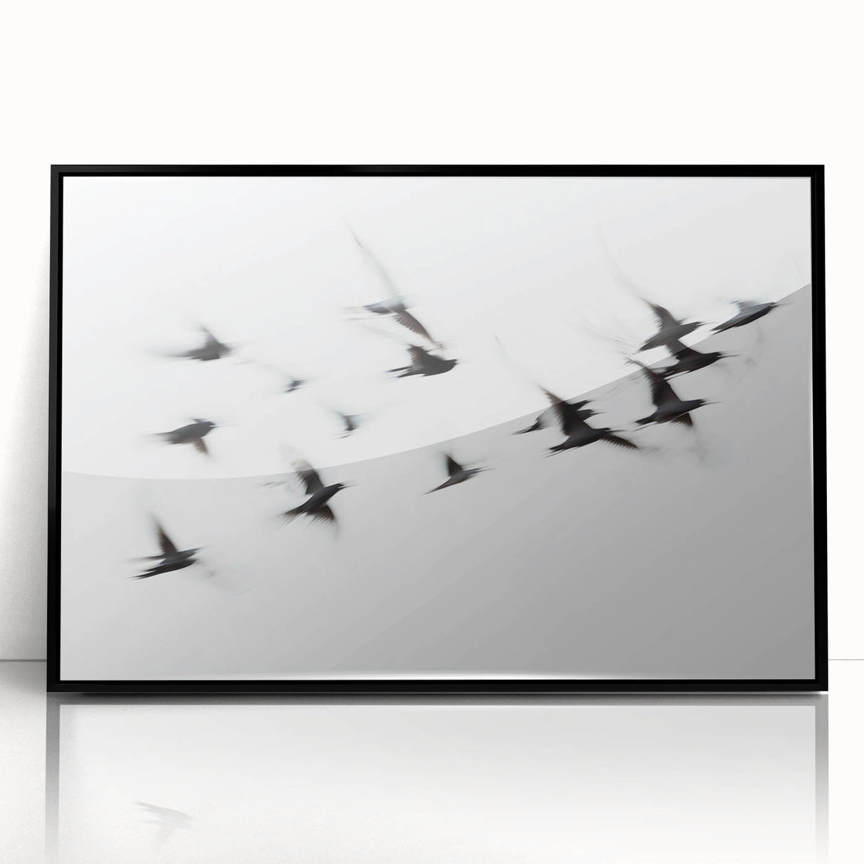 Flight in Motion – Dynamic Black and White Abstract Bird Wall Art