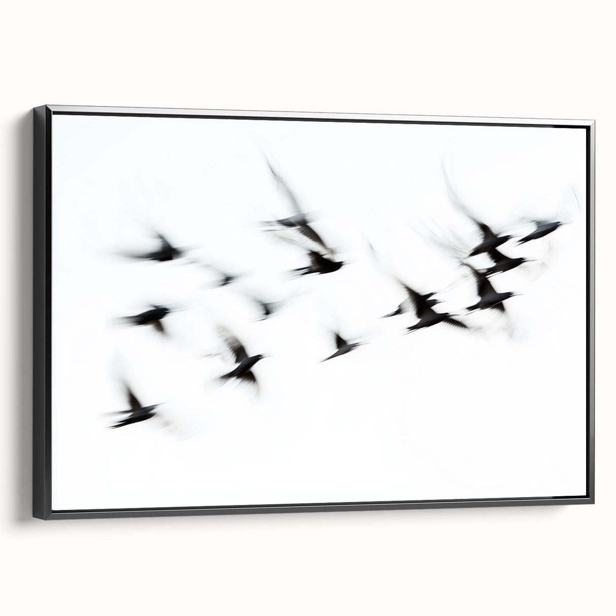Flight in Motion – Dynamic Black and White Abstract Bird Wall Art