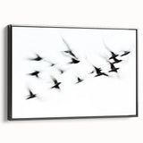 Flight in Motion – Dynamic Black and White Abstract Bird Wall Art