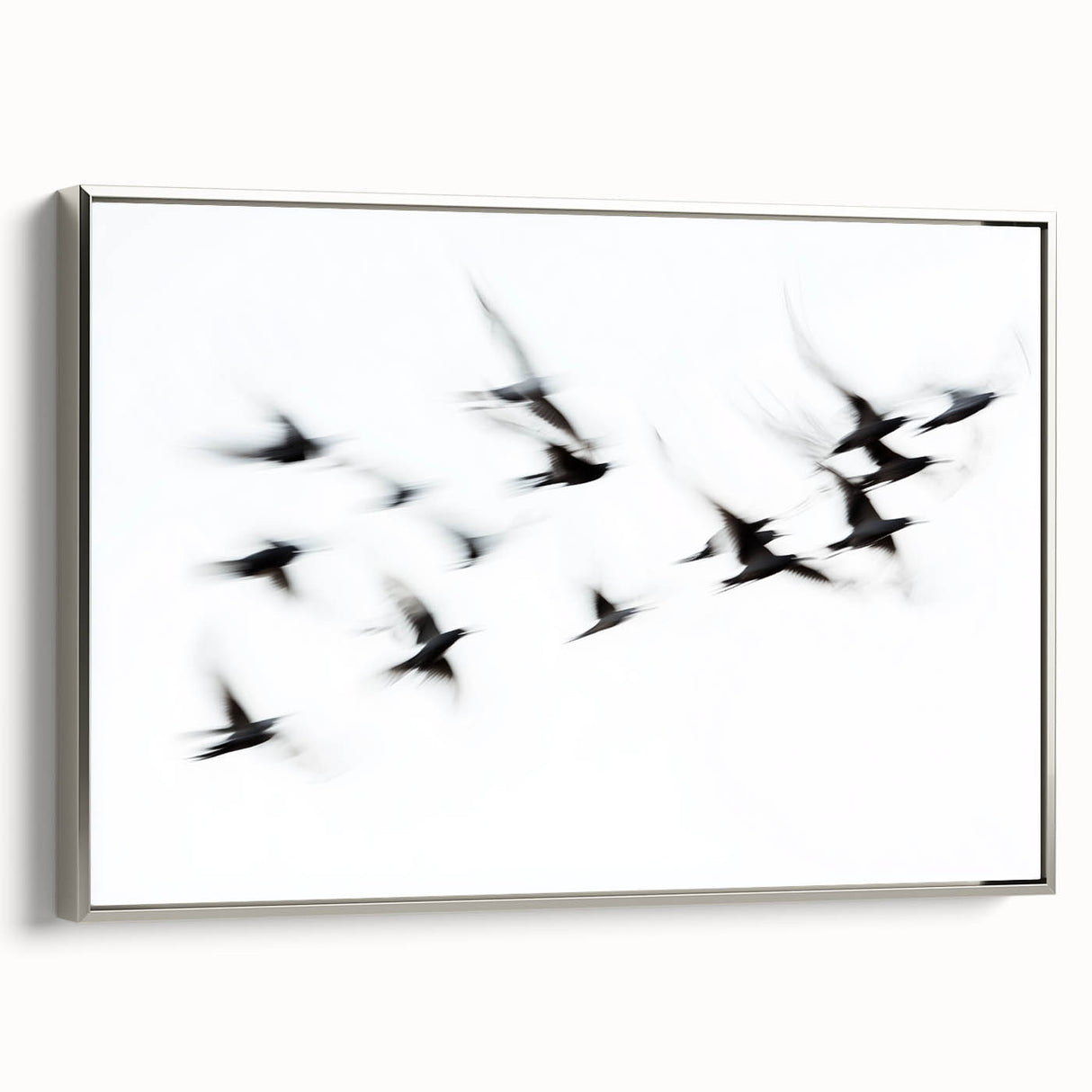 Flight in Motion – Dynamic Black and White Abstract Bird Wall Art