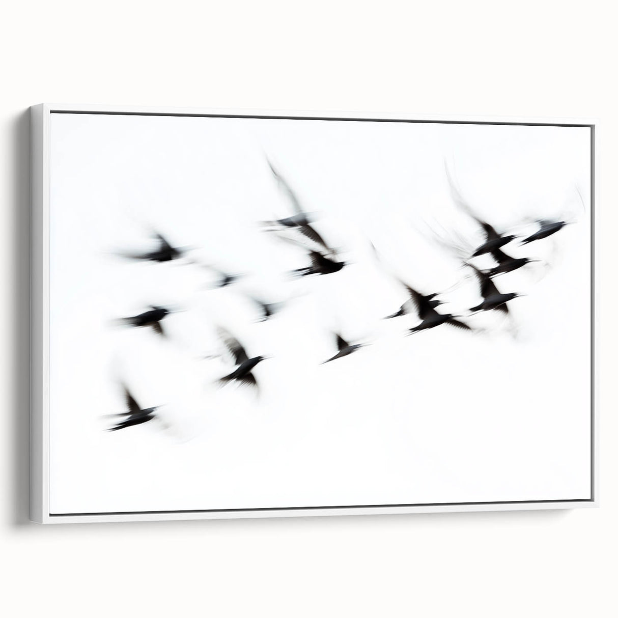 Flight in Motion – Dynamic Black and White Abstract Bird Wall Art