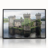 Framed acrylic artwork depicting a stunning landscape with a castle, featuring a black frame and vibrant colors, perfect for home decor or office settings.