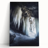 Stretched canvas artwork showcasing a vibrant landscape with intricate cave formations, perfect for modern home decor. Ideal for adding a touch of nature-inspired elegance.