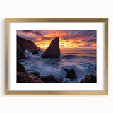 Framed landscape artwork showcasing dramatic cliffs in a gold mat and frame, perfect for enhancing interior decor with natural beauty. Ideal for nature enthusiasts and art lovers alike.
