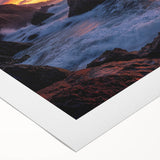 Vibrant rolled canvas print showcasing a stunning landscape of majestic cliffs, featuring rich colors and intricate details, ideal for home decor or art enthusiasts.