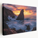 Stretched canvas artwork depicting a breathtaking cliff landscape with vibrant colors and intricate details, ideal for enhancing home decor and creating a serene atmosphere.