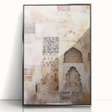 Framed abstract architecture wall art in silver acrylic, showcasing geometric shapes and modern design elements, ideal for contemporary interior decoration.