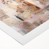 Abstract architectural wall art on rolled canvas showcases vibrant geometric patterns in blues and yellows, ideal for modern home decor. Packaged securely in a cardboard tube for protection during shipping.