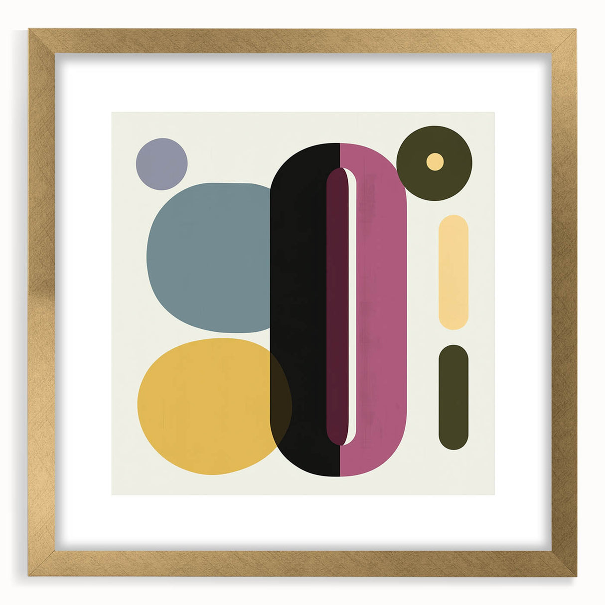 Abstract geometric frame in matte gold finish, featuring a stylish design ideal for home decor. Perfect for showcasing artwork or photography, this elegant frame enhances any interior space with its modern aesthetic.